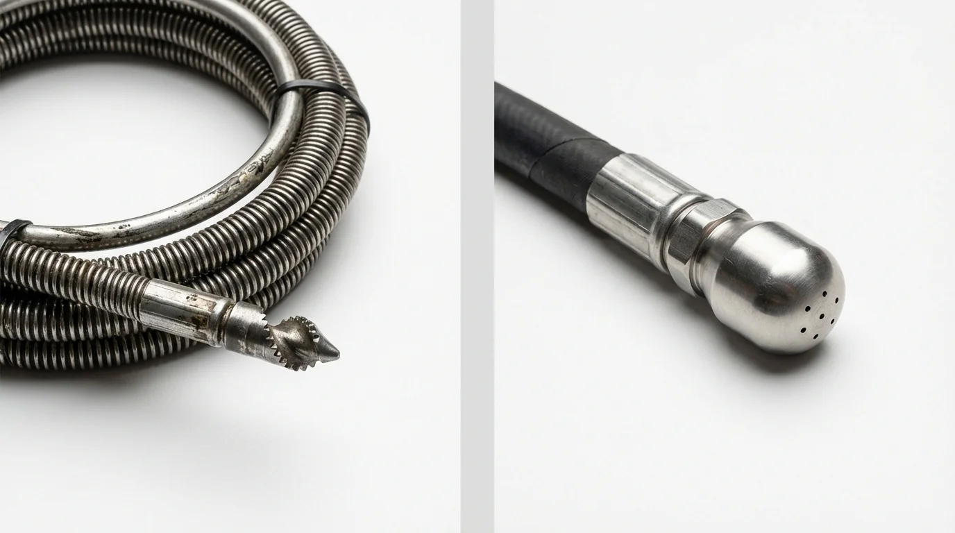Drain snake cable and hydro jetting nozzle used for drain cleaning in Tyrone, PA