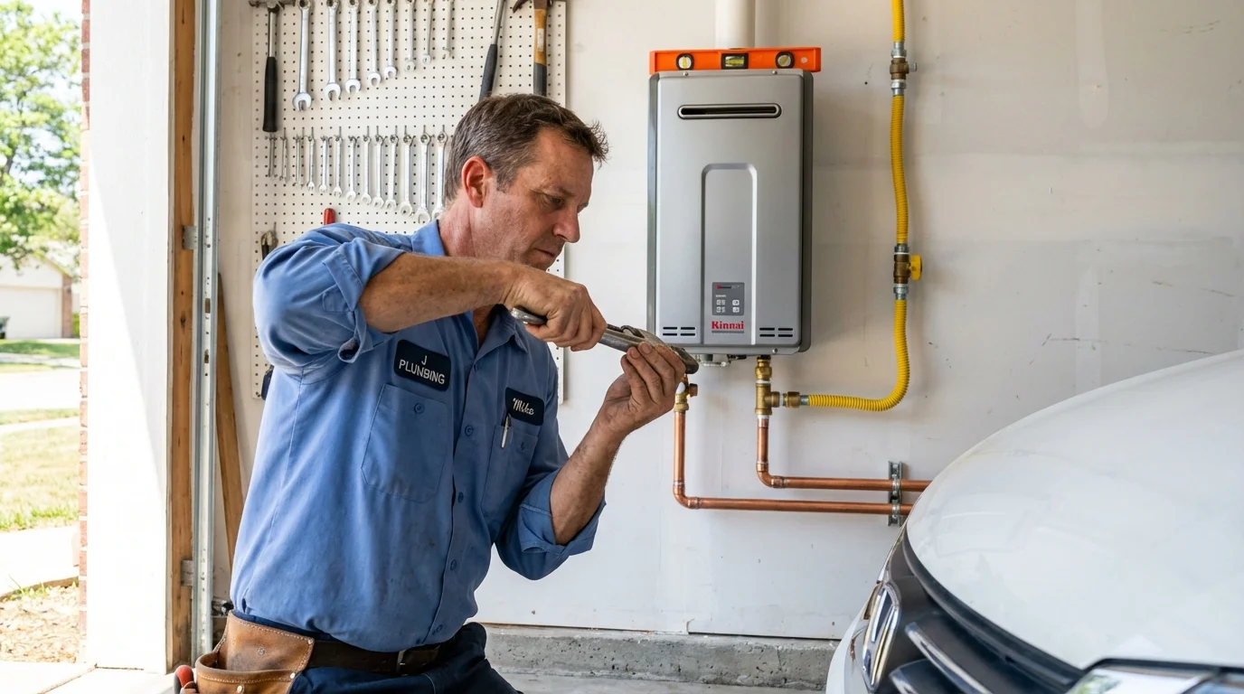 Tankless water heater installation by a Johns Plumbing LLC plumber in Tyrone